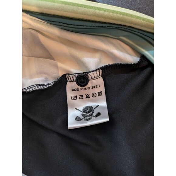 Tattoo Golf Mens XL Polo Shirt Performance Striped Black Retro ProCool Fabric - Picture 9 of 9